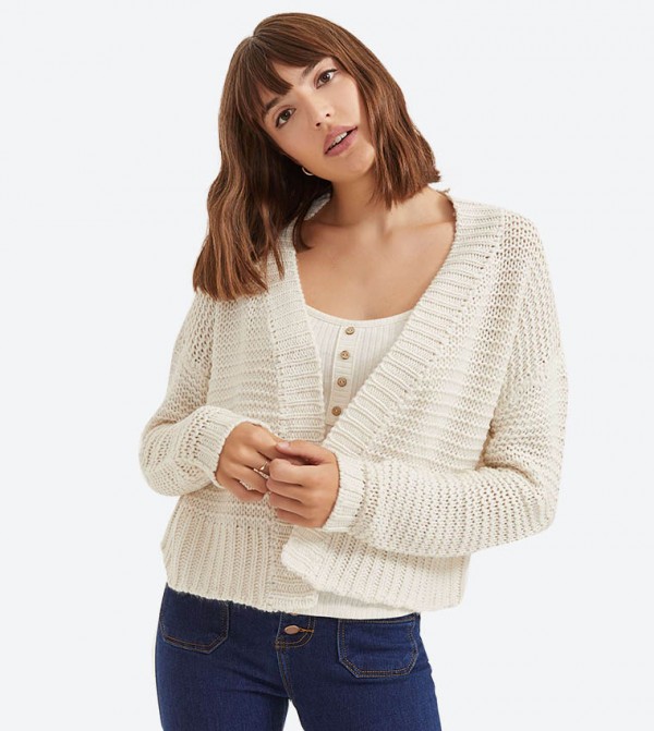 long white ribbed cardigan