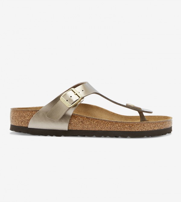 birkenstock gizeh electric metallic taupe