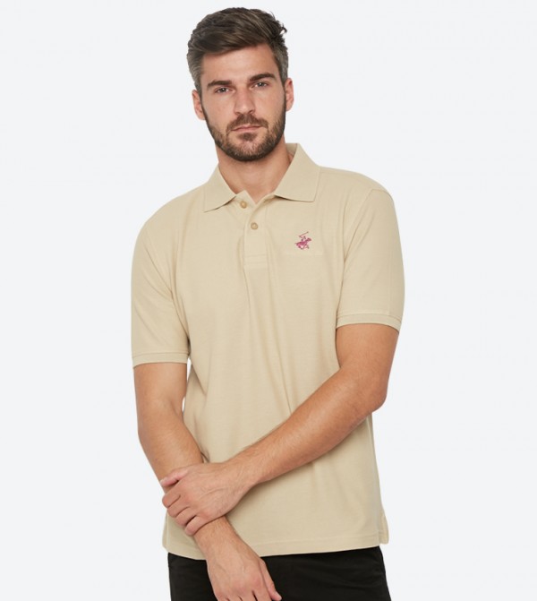 light brown polo shirt