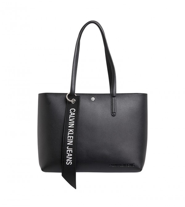 calvin klein logo banner tote bag