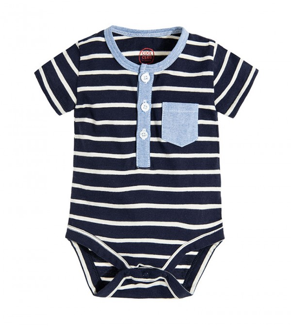 Cool Club Baby Boys With Short Sleeves Dark Blue Stripes