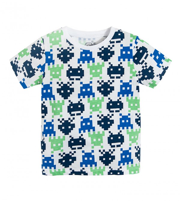Cool Club T Shirt Boy S White Pixel Creatures
