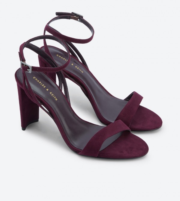 dark purple heeled sandals