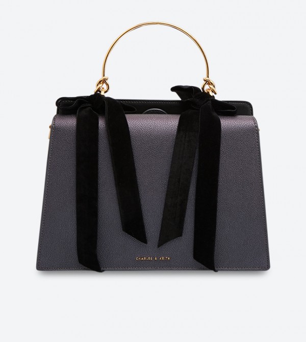 velvet bow detail handbag