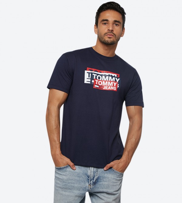 tommy jeans multi logo t shirt