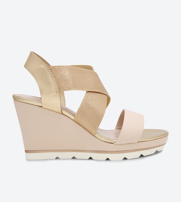 Rose Sandals Kalifornia Cris Gold Cross Strap Wedge bIY6fg7yv