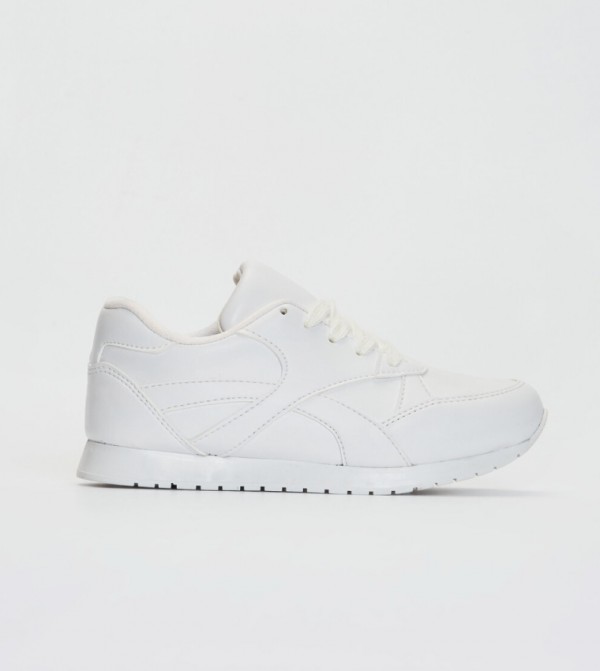 white round toe trainers