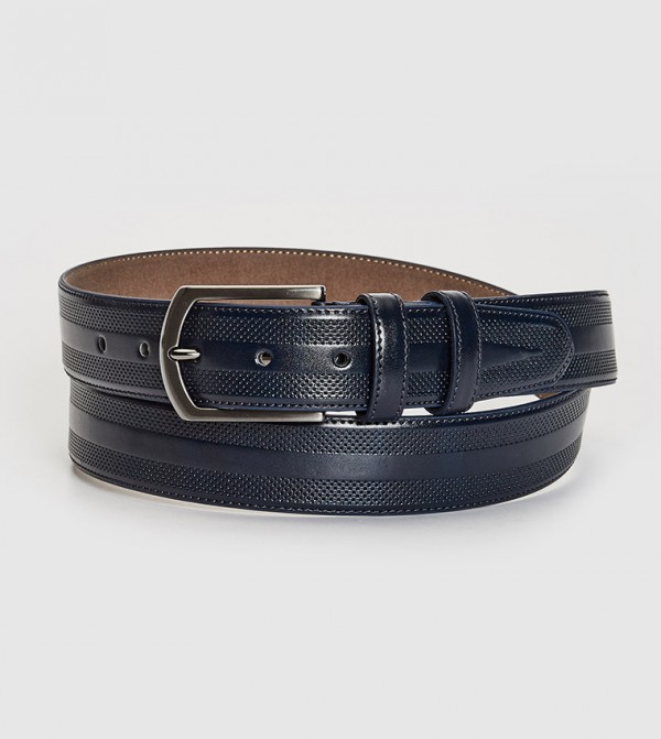 blue leather belt