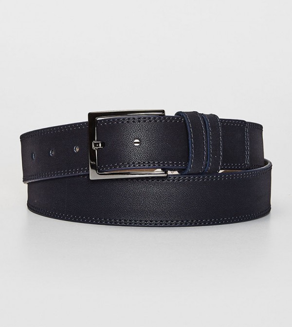 blue leather belt