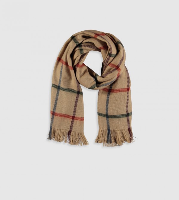 Beige plaid scarf Clearance