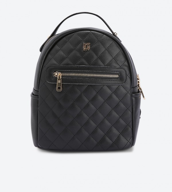 dune black quilted backpack