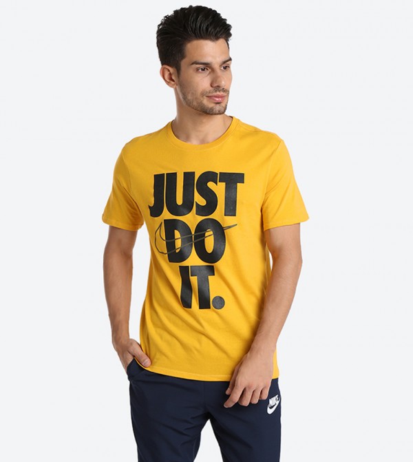 yellow nike just do it shirt
