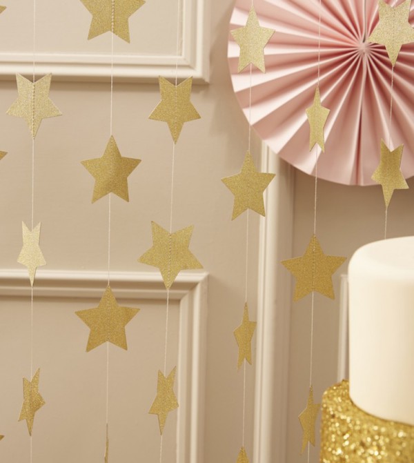 Pastel Perfection Decorative Star Garland Gold