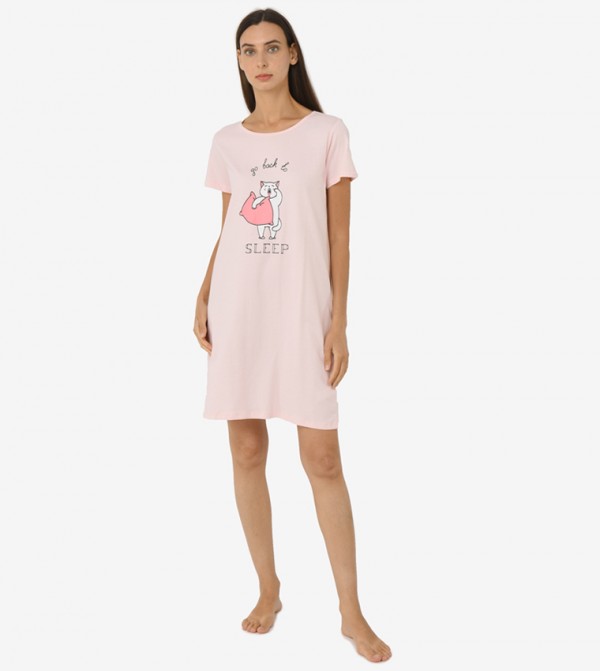 Cotton Sleep Shirt For Women Light Pink