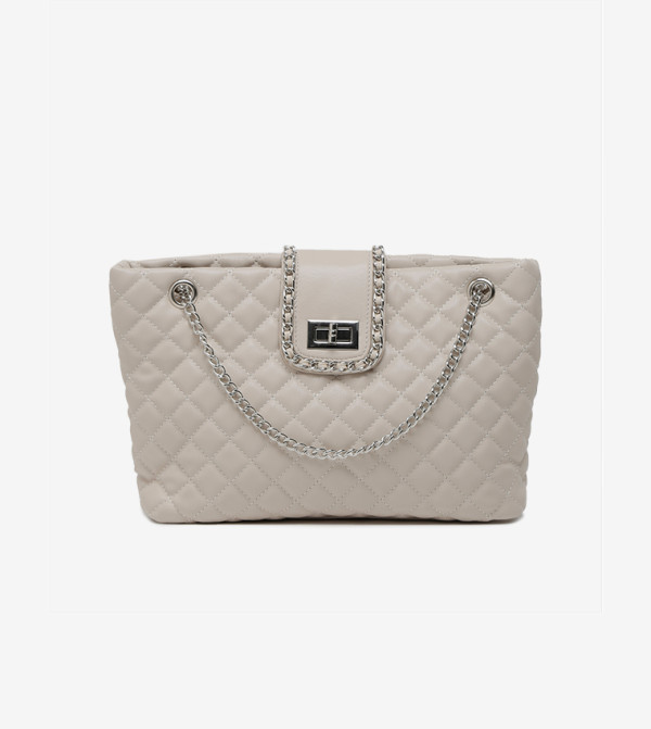 quilted satchel bag with chain