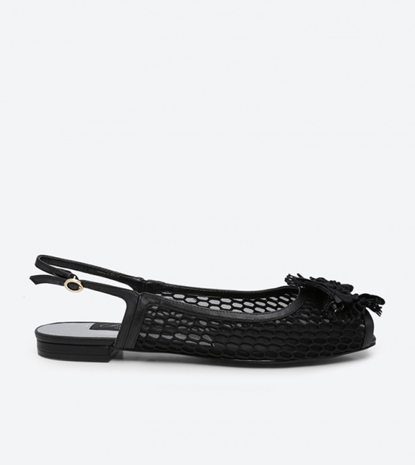 black leather slingback flats