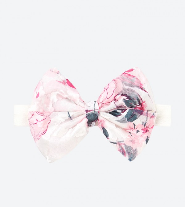 Tag On Bow Hair Scrunchy White
