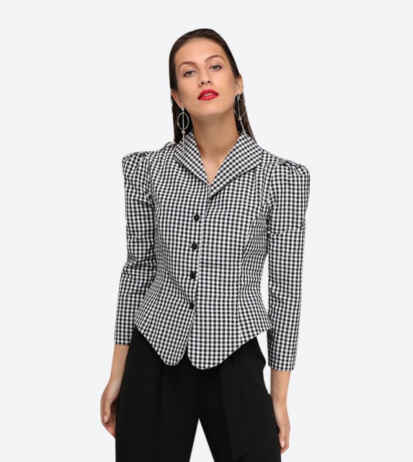 gingham collared shirt