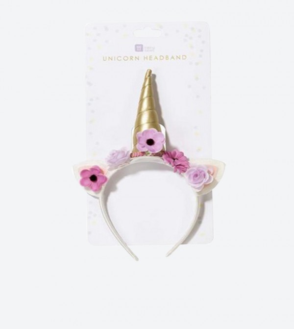 Floral Detail Unicorn Headband White