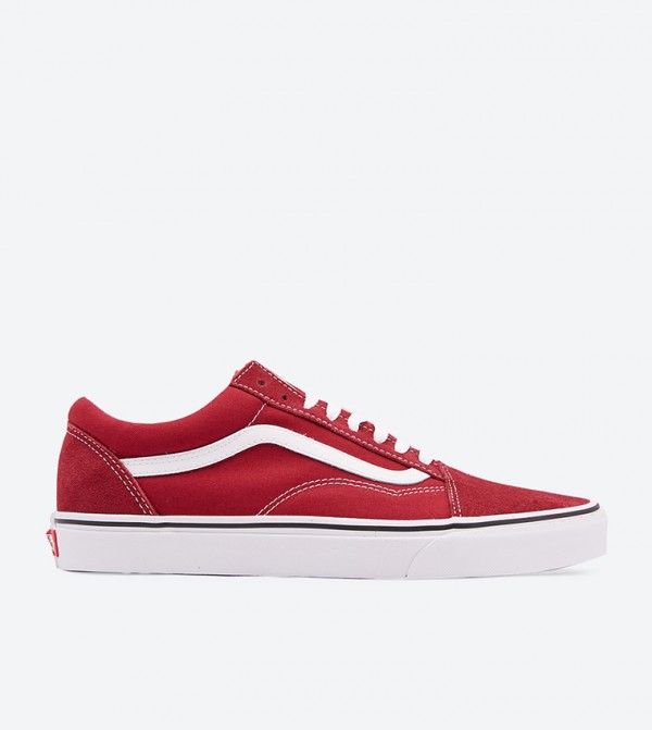 red and white old school vans