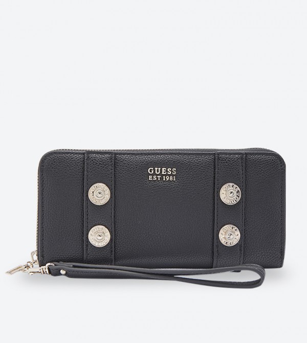 Guess Zip Around Closure Zaya Large Wallet Black