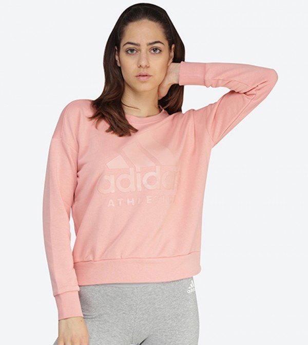 Sleeve Round Neck Sweatshirt - Pink CD7774