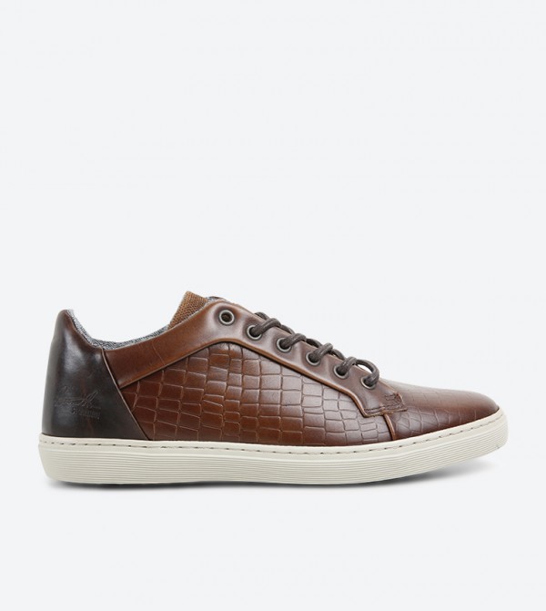 Crocodile Pattern Lace-Up Sneakers 