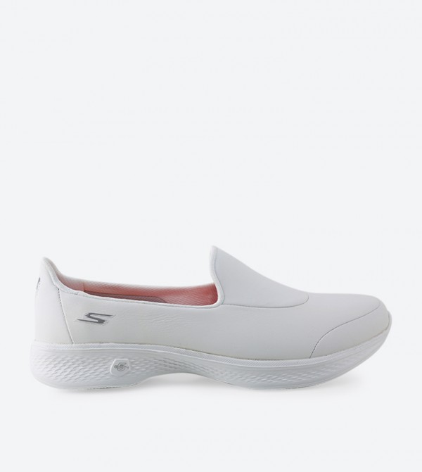 skechers go walk white slip on