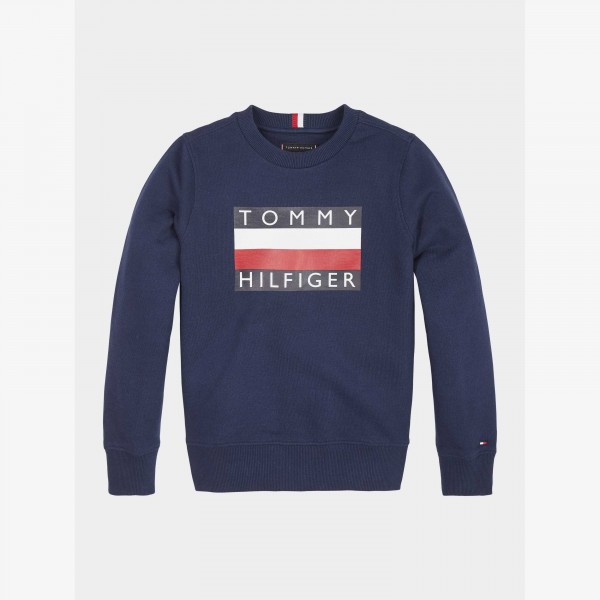 Buy Black Essential Logo Crew Neck Sweatshirt For Kids Online Tommy Hilfiger Saudi