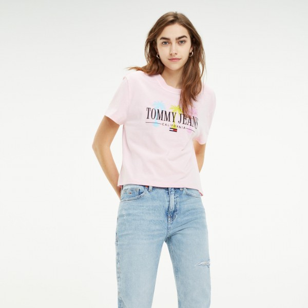 Buy Pink Cropped Logo T-Shirt for Women 