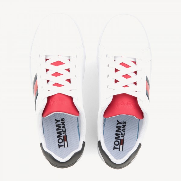 tommy jeans embossed leather trainers