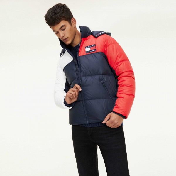 tommy jeans jeans colour block padded jacket