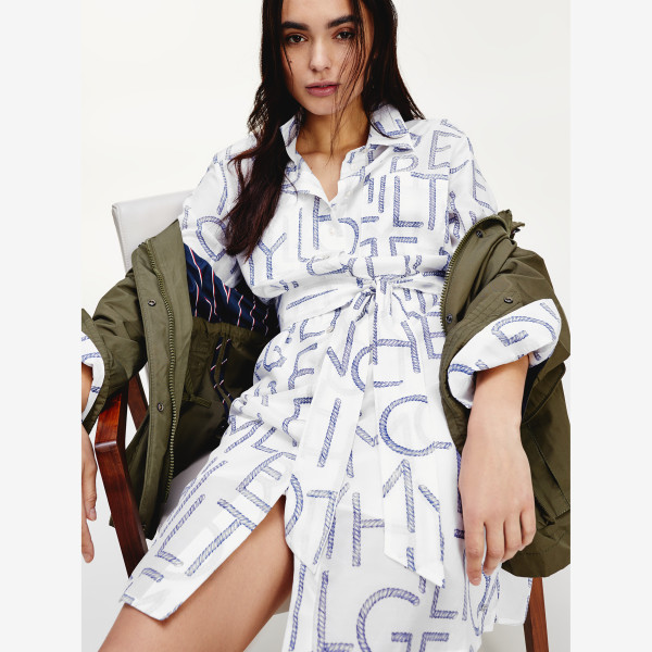 silk print shirt dress