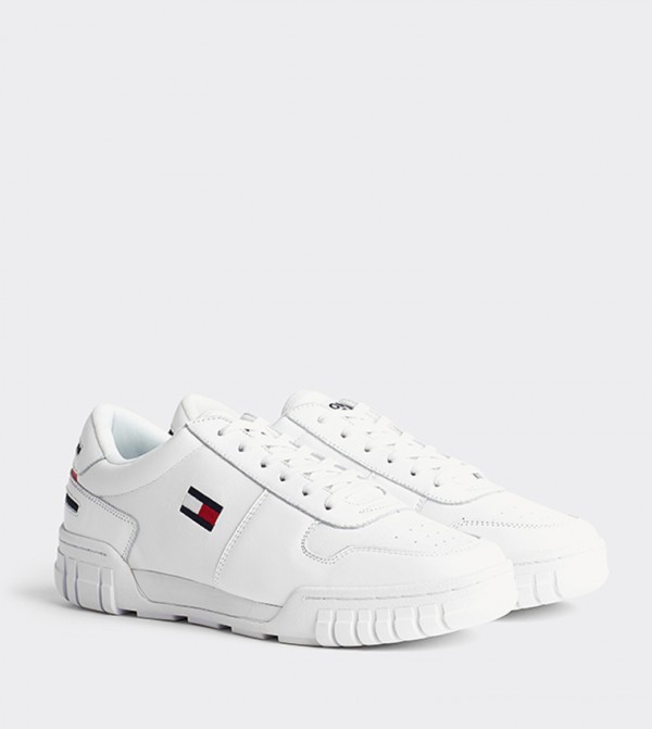 white retro trainers