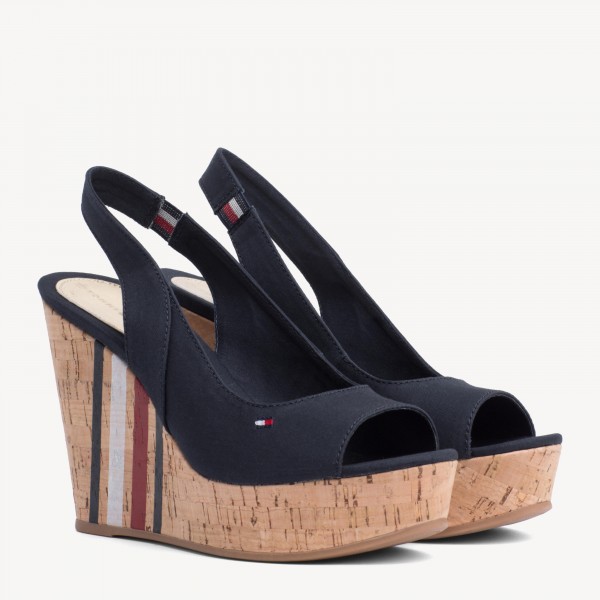 tommy hilfiger high wedge heel slingback sandals