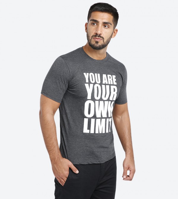 You Are Your Own Limit Printed Short Sleeve T Shirt Dark Grey 319 1729mn004 2 Grey