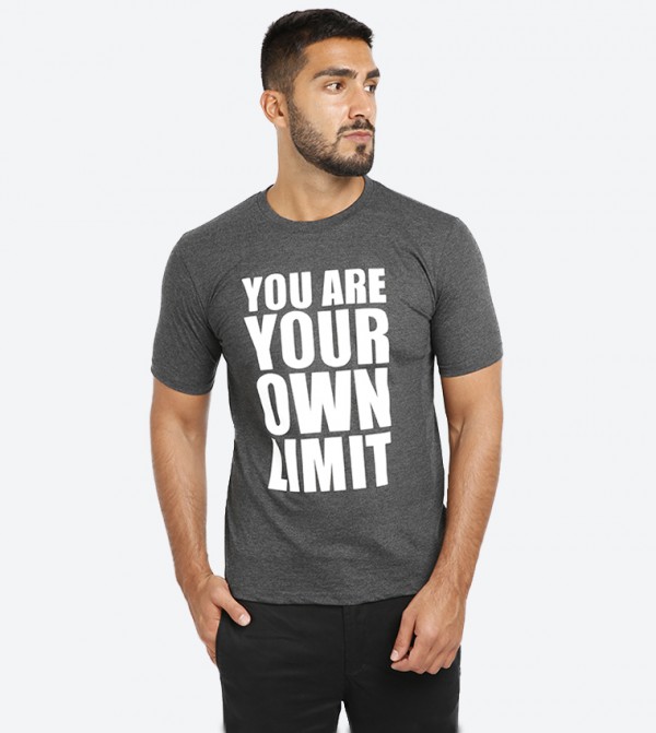 You Are Your Own Limit Printed Short Sleeve T Shirt Dark Grey 319 1729mn004 2 Grey