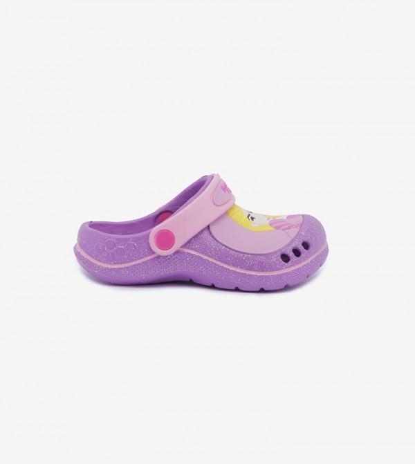 purple clogs