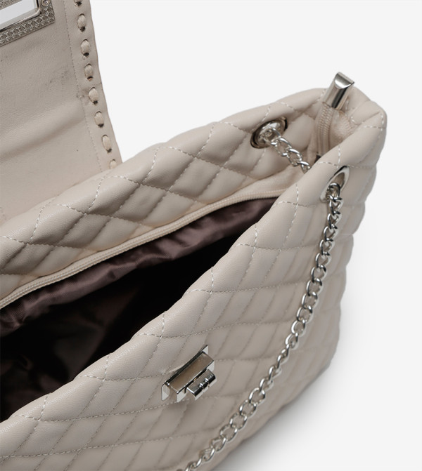 quilted satchel bag with chain