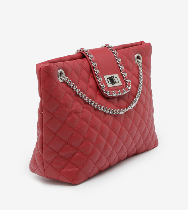 quilted satchel bag with chain