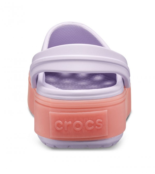 purple platform crocs