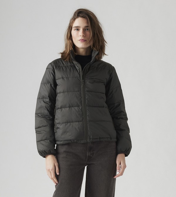 HOLLY Zippered High Neck Puffer Jacket