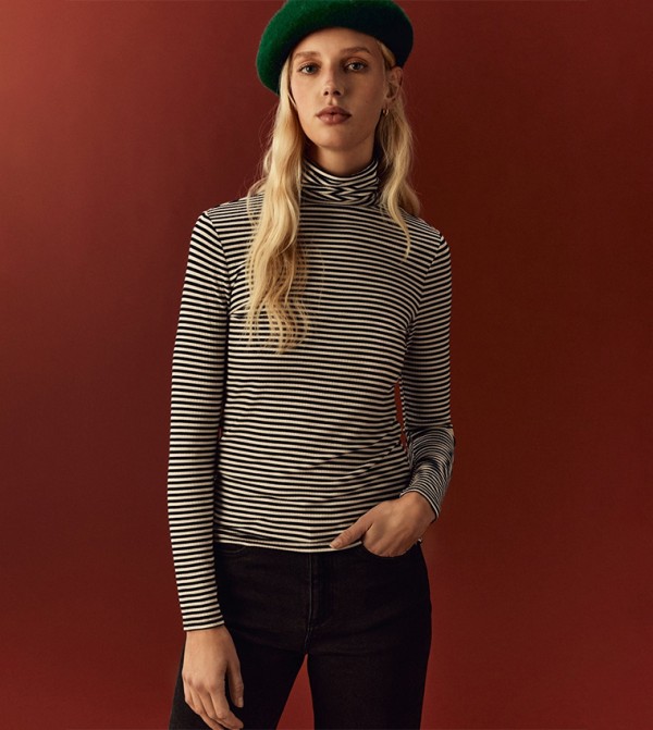 Striped Turtleneck Top