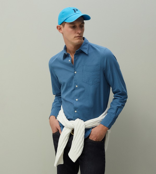 PIOMBO Regular Fit Seersucker Shirt