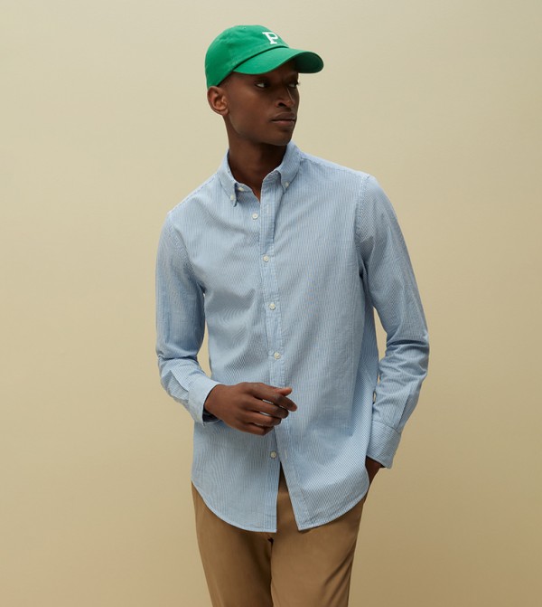 PIOMBO Regular Fit Seersucker Shirt