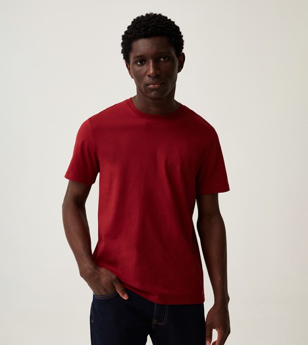 Solid Crew Neck Organic Cotton T-Shirt