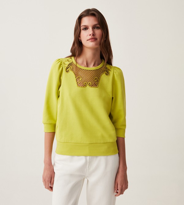 Cut-Work Crochet Patch Sweatshirt