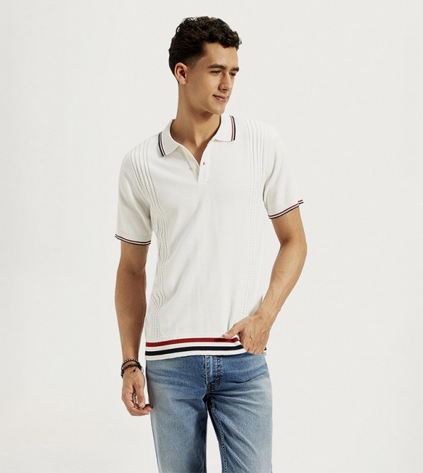 Striped Detail Slim Fit Polo T-Shirt