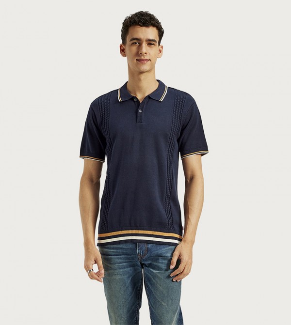 Striped Detail Slim Fit Polo T-Shirt
