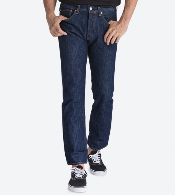 Buy Levi's 501 Original Straight Fit Jeans With 5 Pockets In Navy ...